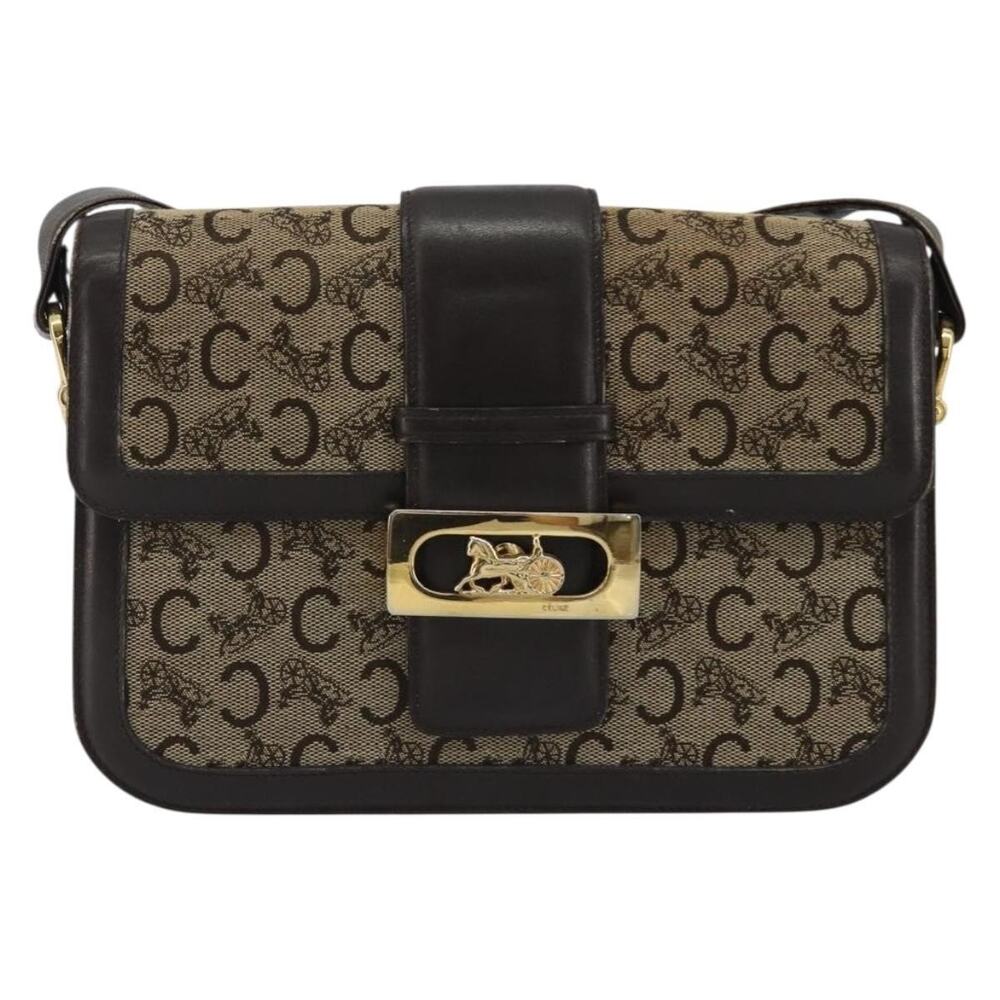 Celine C Sulky Horse Carriage Shoulder Bag Beige